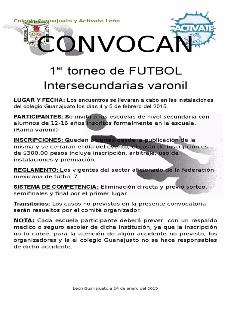 ¿Qué contiene una convocatoria deportiva?