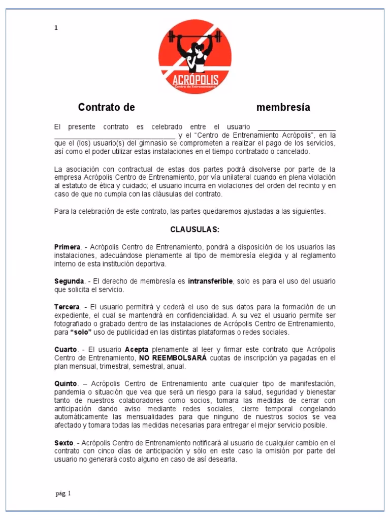 ¿Cómo escribo un contrato de gimnasio?