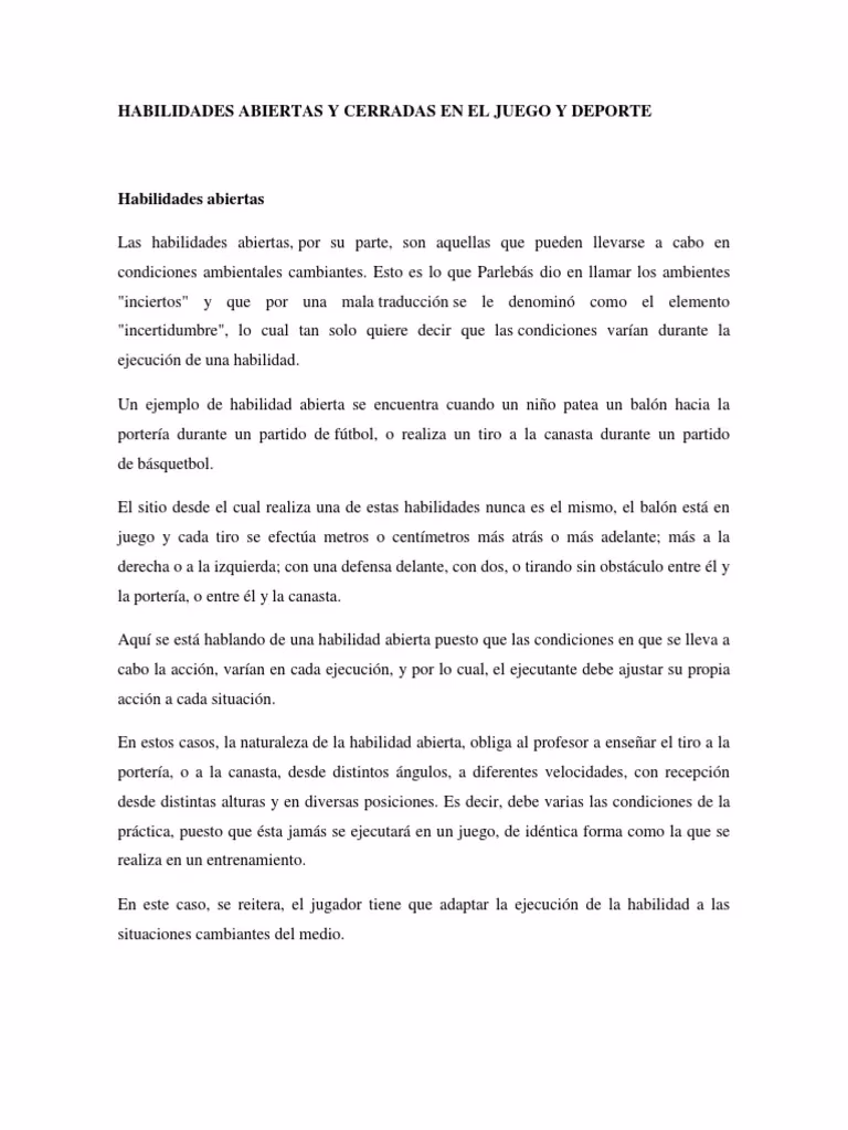 ¿Qué es una habilidad deportiva y ejemplos?