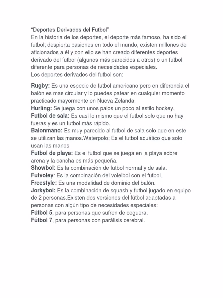 ¿Cuáles son los derivados del fútbol?