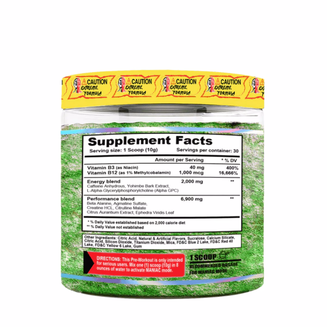 How much caffeine is in Maniac?