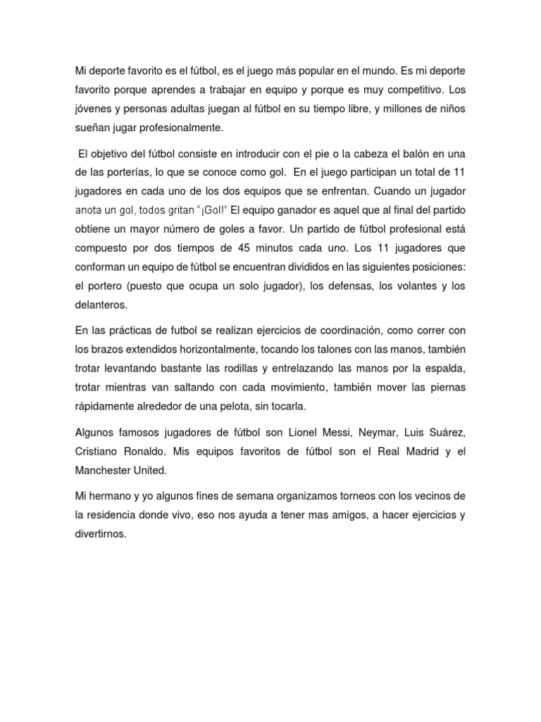 ¿Cómo describirías tu deporte favorito?